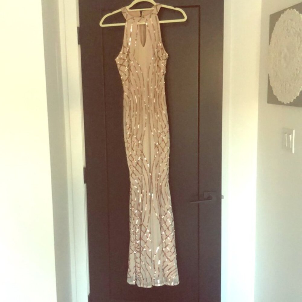 NWT Venus Rose Gold Sequin Sleeveless Maxi Gown 12 - Picture 4 of 6